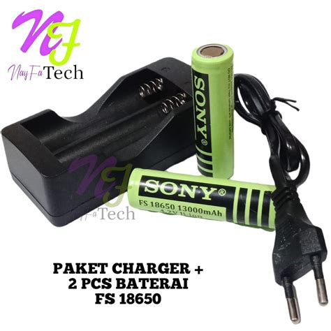 Jual Paket Adaptor Charger 2 Batterai 18650 Li Ion 4 2v 13000mAh