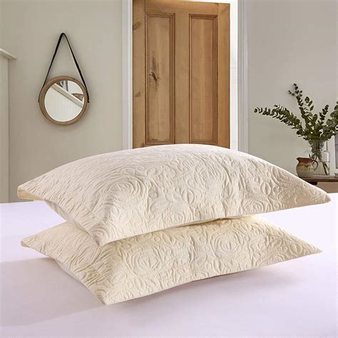 MarCielo 2-Piece Embroidered Pillow Shams, Queen Size Decorative Microfiber Pillow Shams Set ...