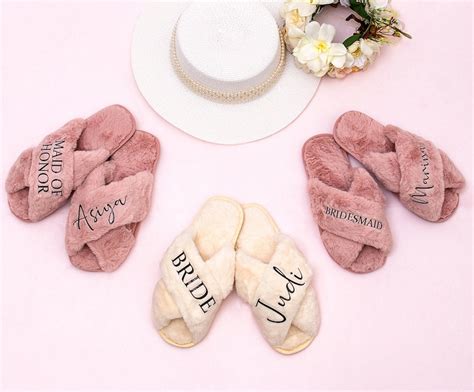 Fluffy Bridesmaid Slippers Customized Slippers For Etsy