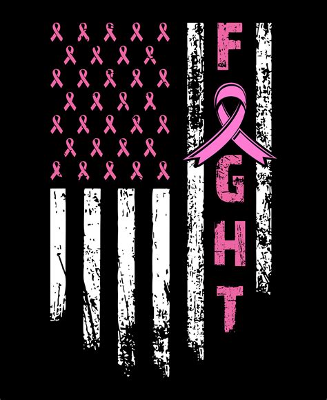 Fight Breast Cancer T Shirt Design American Flag Breast Cancer