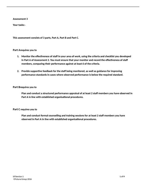 Sitxhrm 006 Assessment 3 Observations 4 Assessment 3 Your Tasks