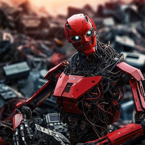 Premium AI Image | The RedThemed Cyborg Trio Persuading You to Recycle