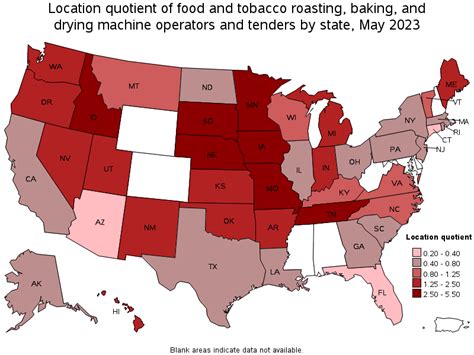 Map Of Location Quotient Of Food And Tobacco Roasting Baking And