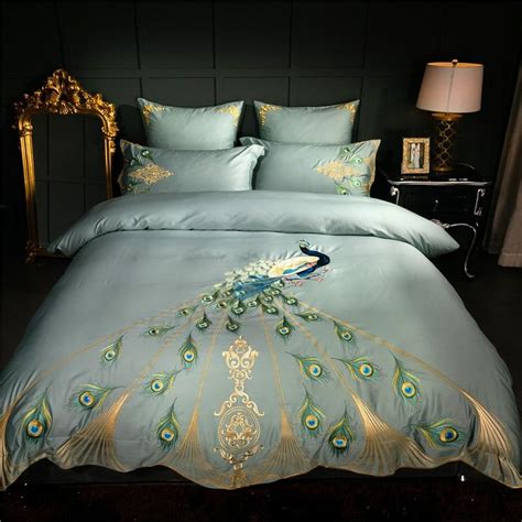 Peacock Duvet Cover Set Egyptian Cotton 600 Tc Luxury Designer