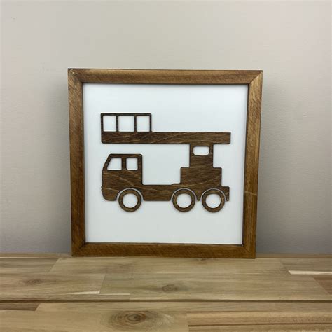 Construction Truck 11x11 Inch Wood Sign Construction Room Decor