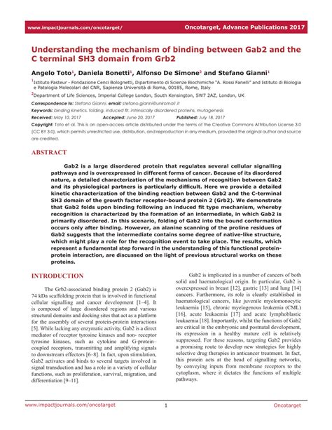 Pdf Understanding The Mechanism Of Binding Between Gab And The C