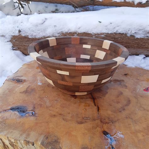 Large Segmented Fruit Bowl Sided Aiki Woodworks