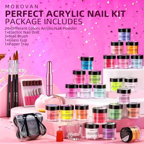 Morovan Acrylic Nail Kit With Drill 24 Color Acrylic Nail Powder Set