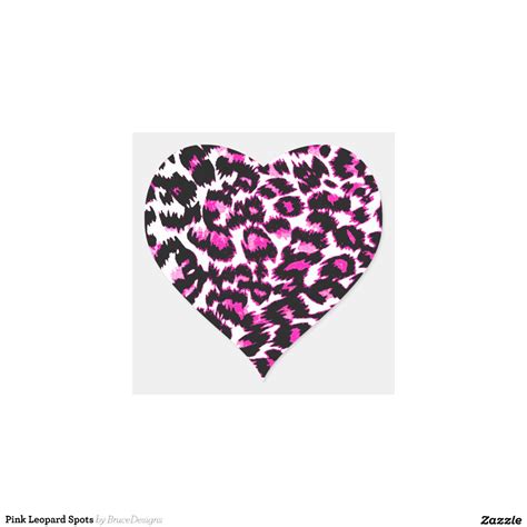 Pink Leopard Spots Heart Sticker Zazzle