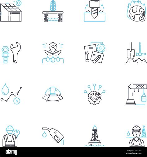 Environmental Engineering Linear Icons Set Sustainability Pollution