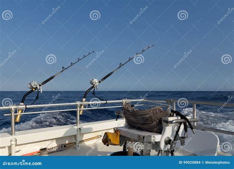 Offshore Fishing Gear and Chair of Boat Stock Photo - Image of deep ...