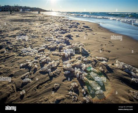 Ice Along The Beach Of Indiana Dunes State Park Along Lake Michigan