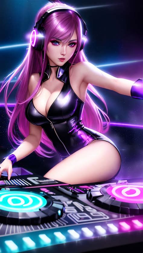 Ai Art Anime Dj Girl Neon Light Clubbing By Mangamachine22 On Deviantart