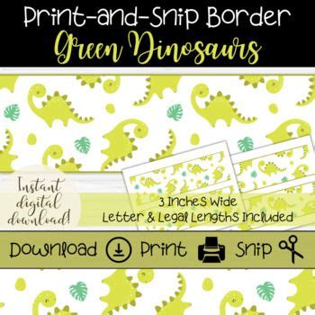 Green Dinosaur Bulletin Board Border Printable Trim For Elementary