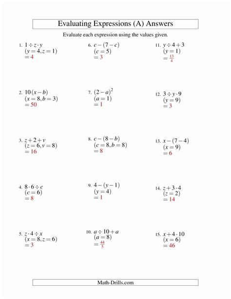 49 Variables And Expressions Worksheet Answers Chessmuseum Template