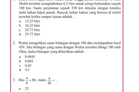 Kunci Jawaban Latihan Soal Pg Dan Uraian Matematika Pembagian Bilangan