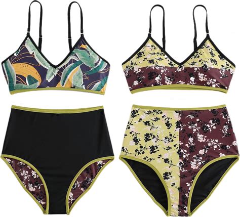 Amazon Floral Swimsuits For Women Reversible Bikini Vintage High Waist Bathing Suit