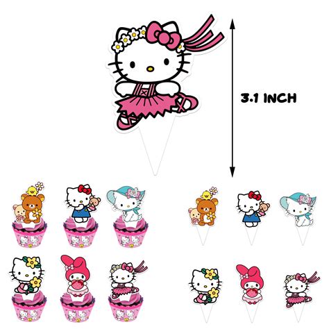 Hello Kitty Party Decorations 52 Pcs Cartoon Kitty Cat Birthday Party Supplies Favors Set For