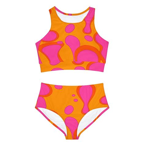Sporty Bikini Set Lava Lamp Swimwear Groovy Two Piece Women S S