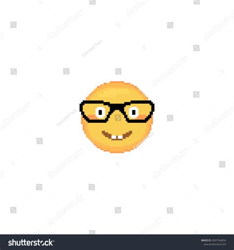 Pixel Art Nerd Emoji Face Icon Vector Cute Royalty Free Stock Vector