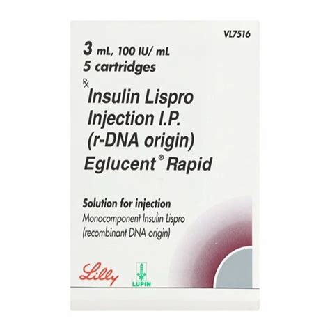 Eglusent Rapid Insulin Lispro Injection Ip Iu Ml At Rs Piece