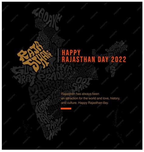 Premium Vector Happy Rajasthan Day 2022 Greetings With Map Typography