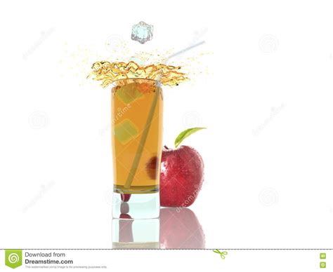 Red Apple With Juice Isolated On White 3d Render Stock Photo Image