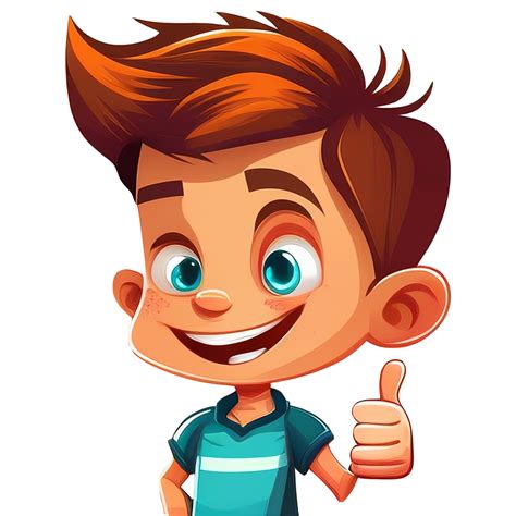 Cartoon Character Little Boy Thums Up Cartoon 20047194 Png