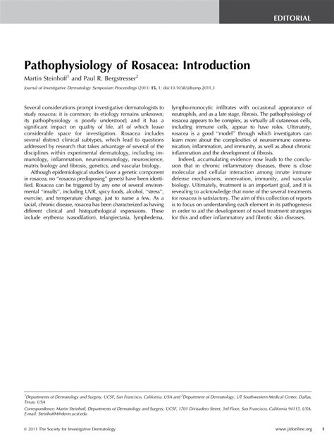 (PDF) Pathophysiology of Rosacea: Introduction