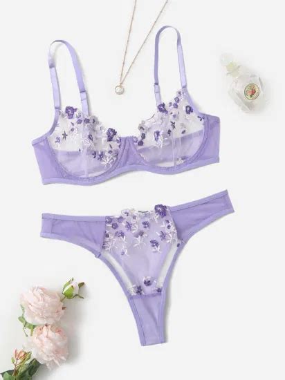 Sexy Lingerie Set Flower Embroidered Color Lingerie Sexy Hot