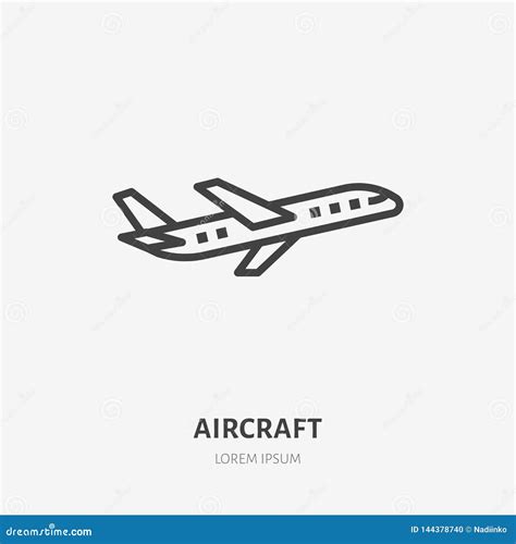 Airplane Flat Line Icon Plane Vector Illustration Thin Sign For Jet