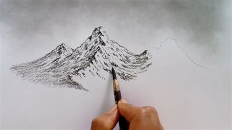 How To Draw A Mountain Landscape Easy Steps By Pencil Pencil Drawing