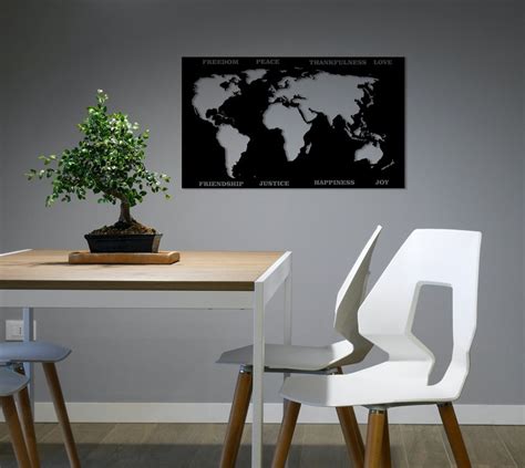 World Map Metal Wall Art Metal World Map Wall Decor World Etsy