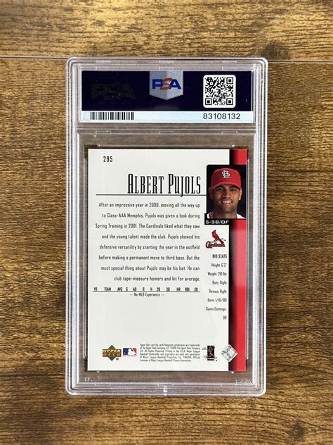 Upper Deck Albert Pujols Rookie Rc Cardinals Psa Mint