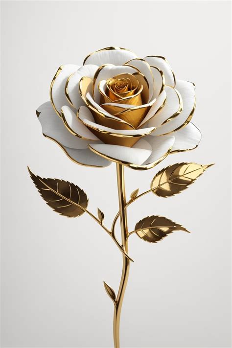 A Single Gold Rose Design 001 In 2023 Rose Design Rose Stem Rose