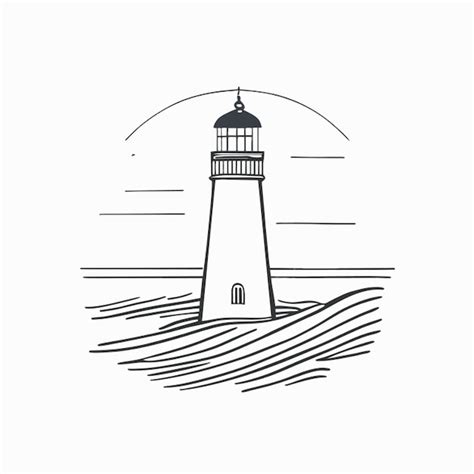 Lighthouse Vector Illustration Line Art Premium Ai Generated Vector