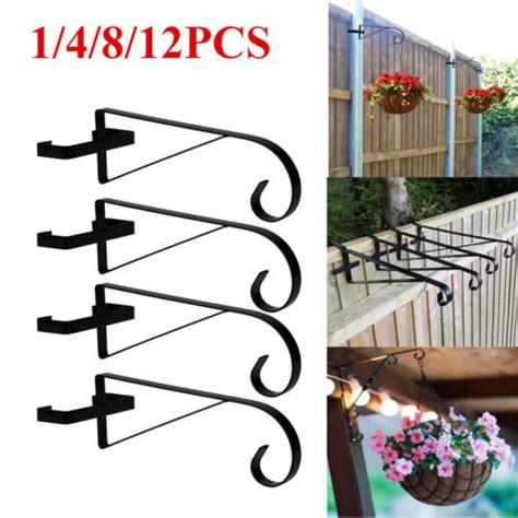 1 2 4 8 12x Metal Hanging Basket Brackets For Concrete Fence H Post