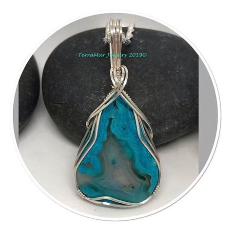 Chrysocolla Genuine Inspiration Mine Chrysocolla Pendant Necklace Wire