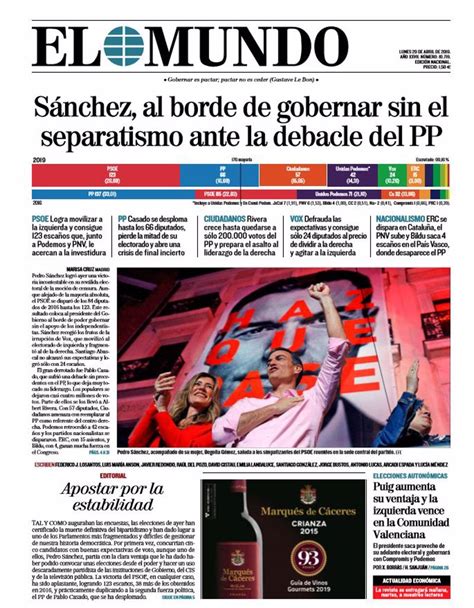 Estas son las portadas de los principales periódicos en papel