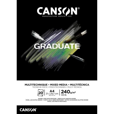 Stock Bureau Canson Bloc De Dessin Graduate Mixed Media A Noir