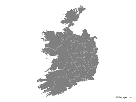 Grey Map Of Ireland With Counties Free Vector Maps