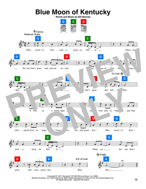 Blue Moon Of Kentucky | Sheet Music Direct