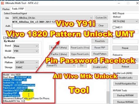 Vivo Y91i Vivo 1820 Pattern Unlock UMT Pattern Pin Face Lock By