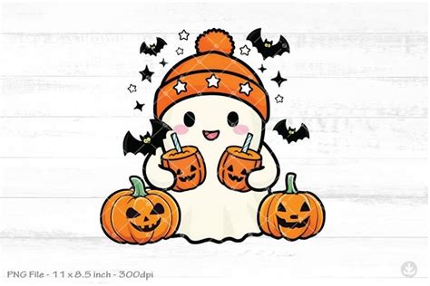 Cute Ghost Drinking Juice Png