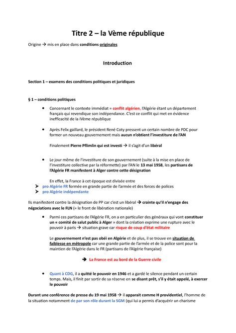 Droit Constitutionnel S La V Me R Publique Introduction Chapitre