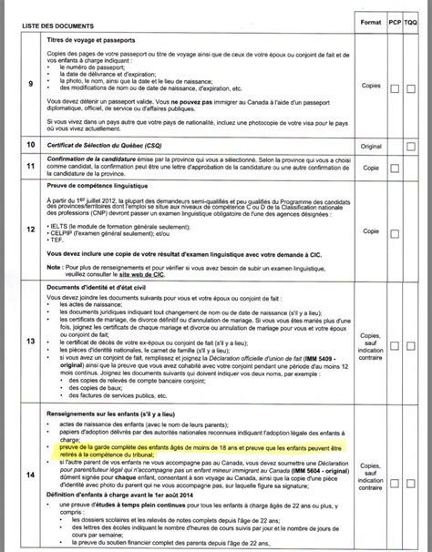 Liste de contrôle de documents ( Fédéral ) - Québec - Immigrer.com 