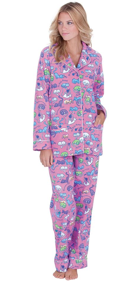 Womens Fleece Cat Pajama Set Cat Nap Flannel Pajamas Pajamagram