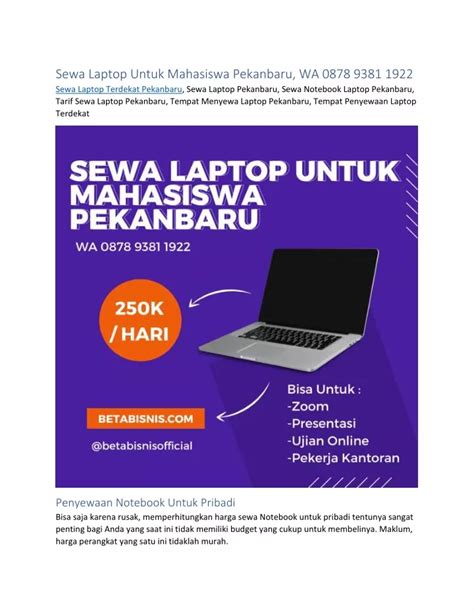 Ppt Sewa Laptop Untuk Mahasiswa Pekanbaru Wa