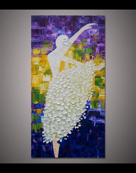 Hand Painted Original Ballerina Painting Abstract White Yellow - Etsy