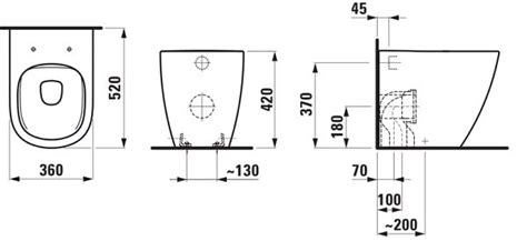 Laufen LUA Rimless Pristatomas Unitazas Be Bakelio Su Universaliu